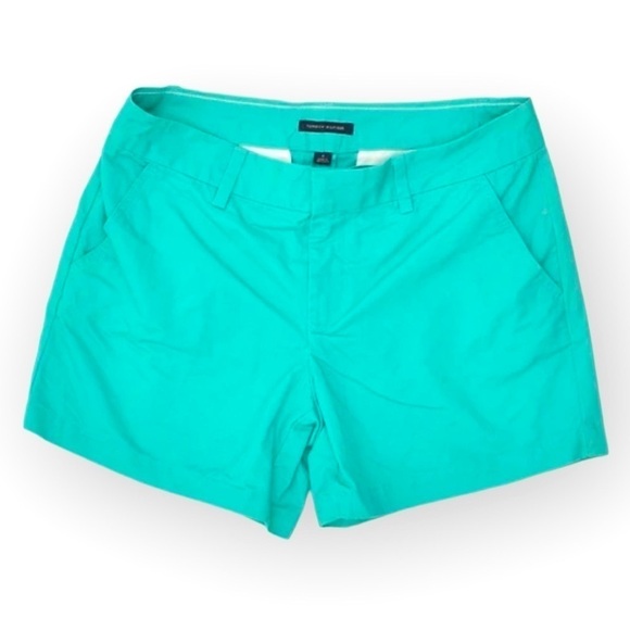 TOMMY HILFIGER Women’s Chino Shorts High Waist US 8 Turquoise Cotton Like New - Picture 5 of 7
